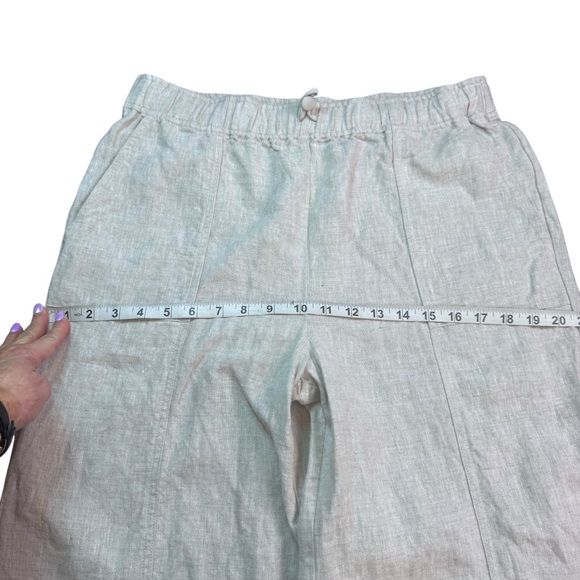 Reformation Cream Tan Linen Wide Leg Elastic Waist Draw String Pants size Large - Picture 8 of 13